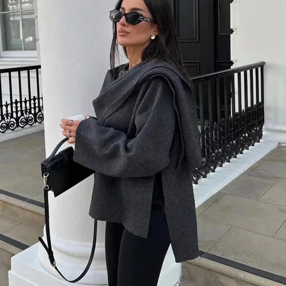 Ladies' Elegant Knit Cape Sweater Coat
