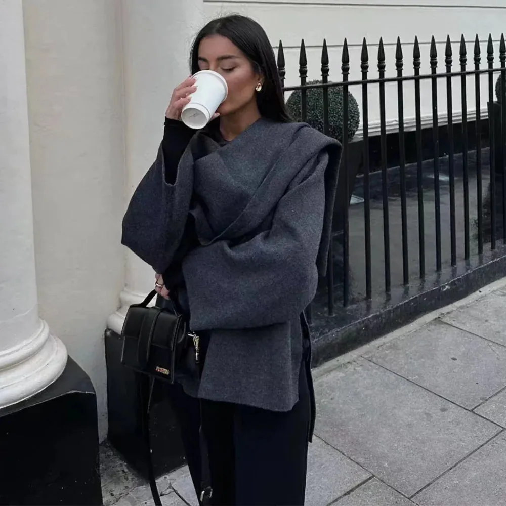 Ladies' Elegant Knit Cape Sweater Coat