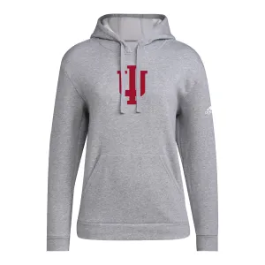 Ladies Indiana Hoosiers Adidas Locker Room Logo Fleece Grey Hooded Sweatshirt