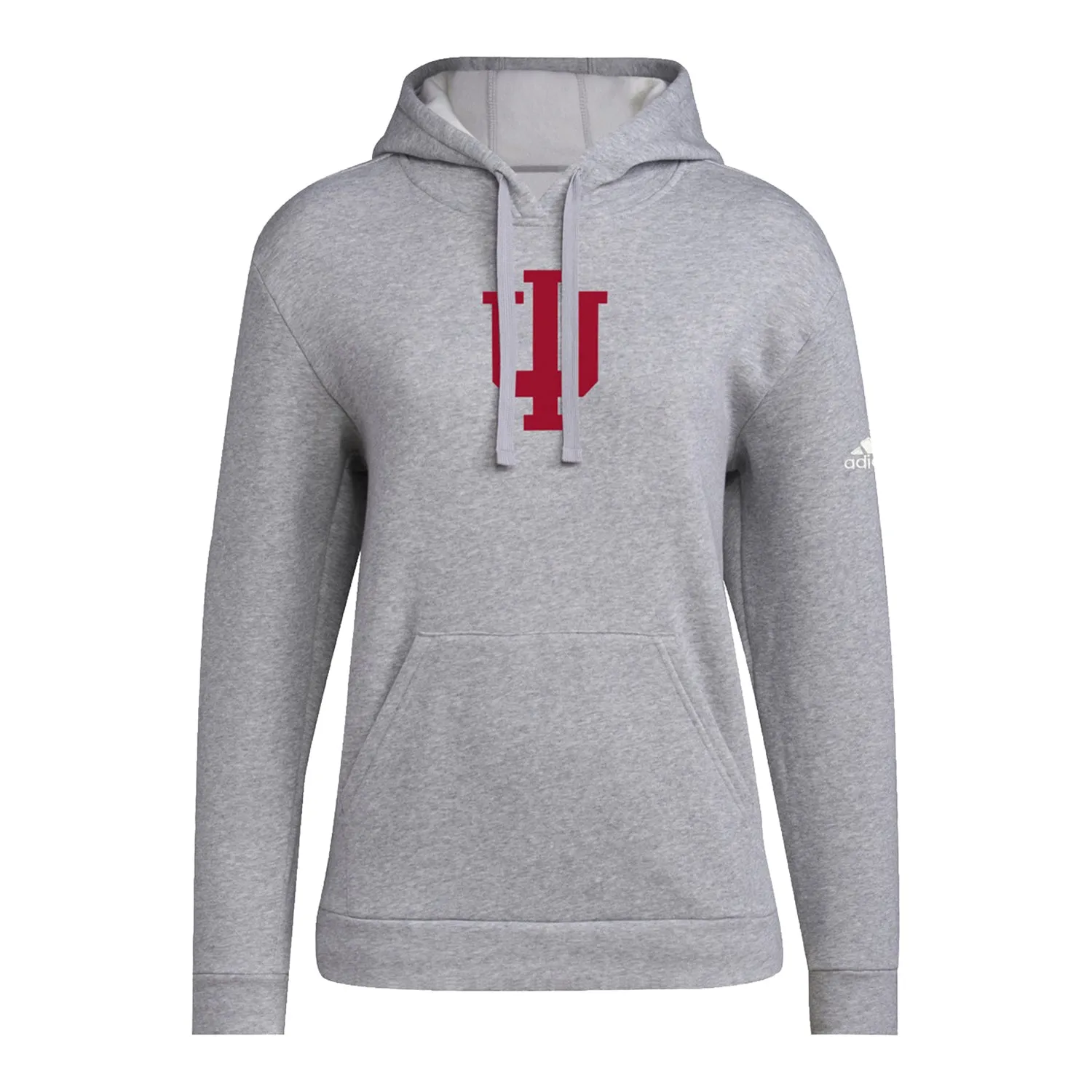 Ladies Indiana Hoosiers Adidas Locker Room Logo Fleece Grey Hooded Sweatshirt