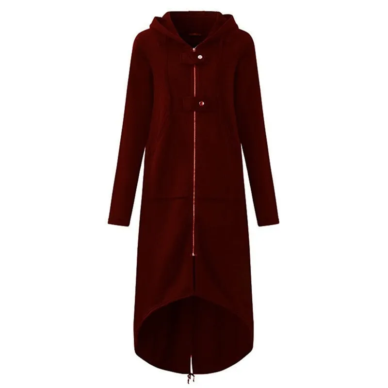 Long Style Women's Zipper Coat Hoodie Sweatshirt Street Style