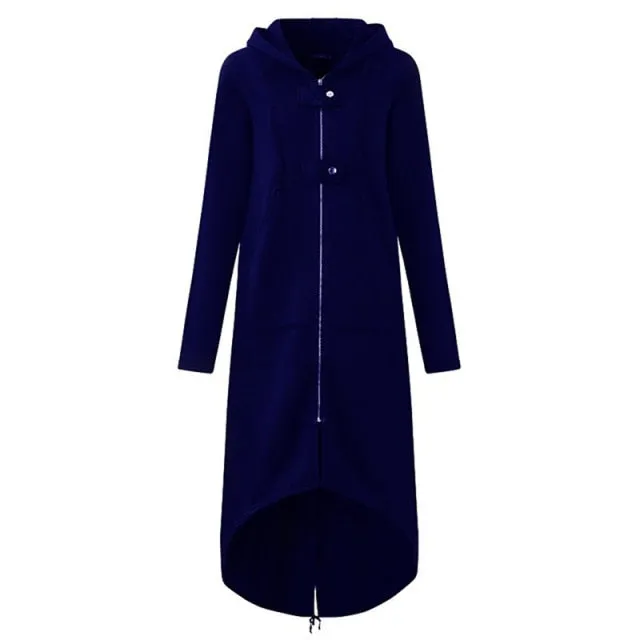 Long Style Women's Zipper Coat Hoodie Sweatshirt Street Style