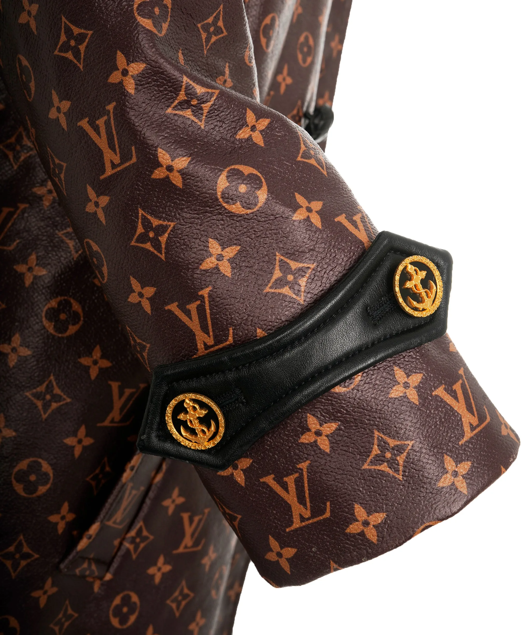 Louis Vuitton Brown & Orange Monogram Leather Trench Coat ABL0065