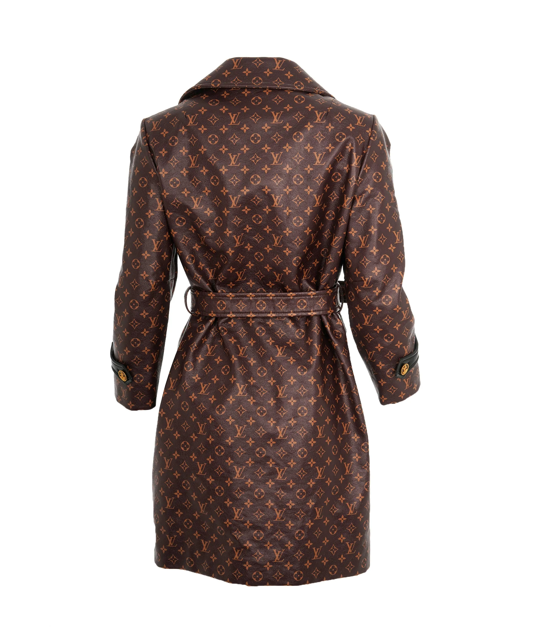Louis Vuitton Brown & Orange Monogram Leather Trench Coat ABL0065