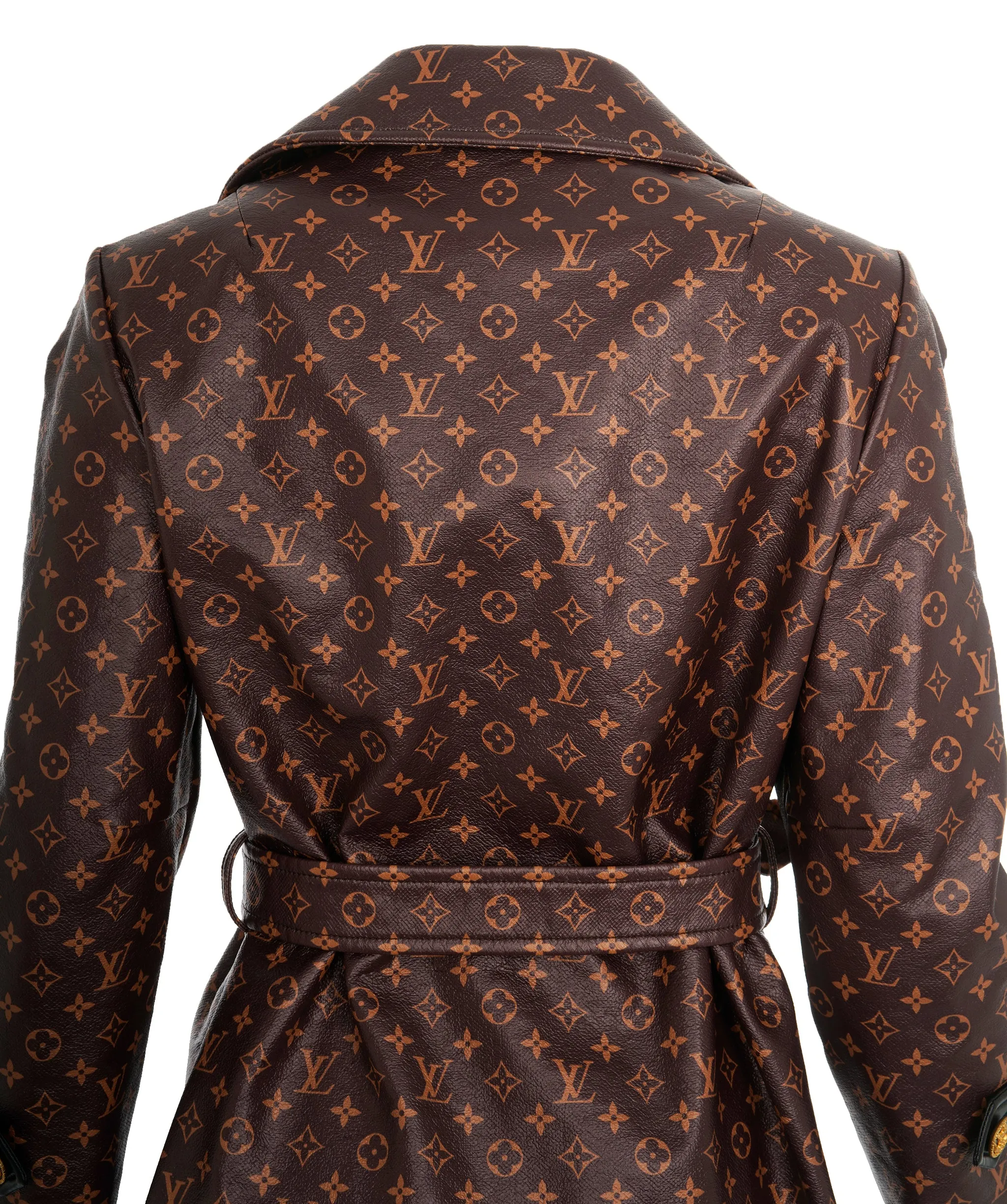Louis Vuitton Brown & Orange Monogram Leather Trench Coat ABL0065