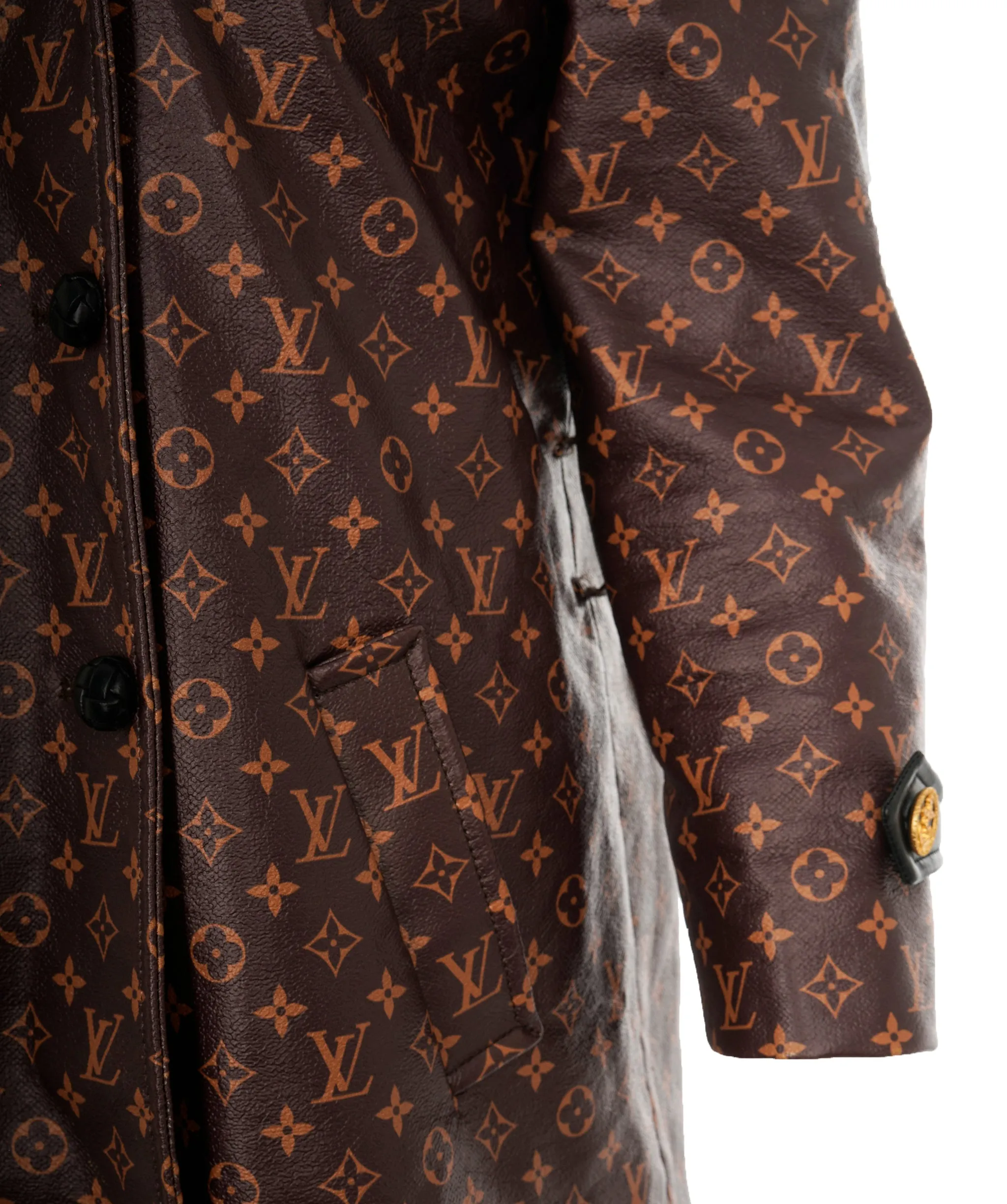 Louis Vuitton Brown & Orange Monogram Leather Trench Coat ABL0065