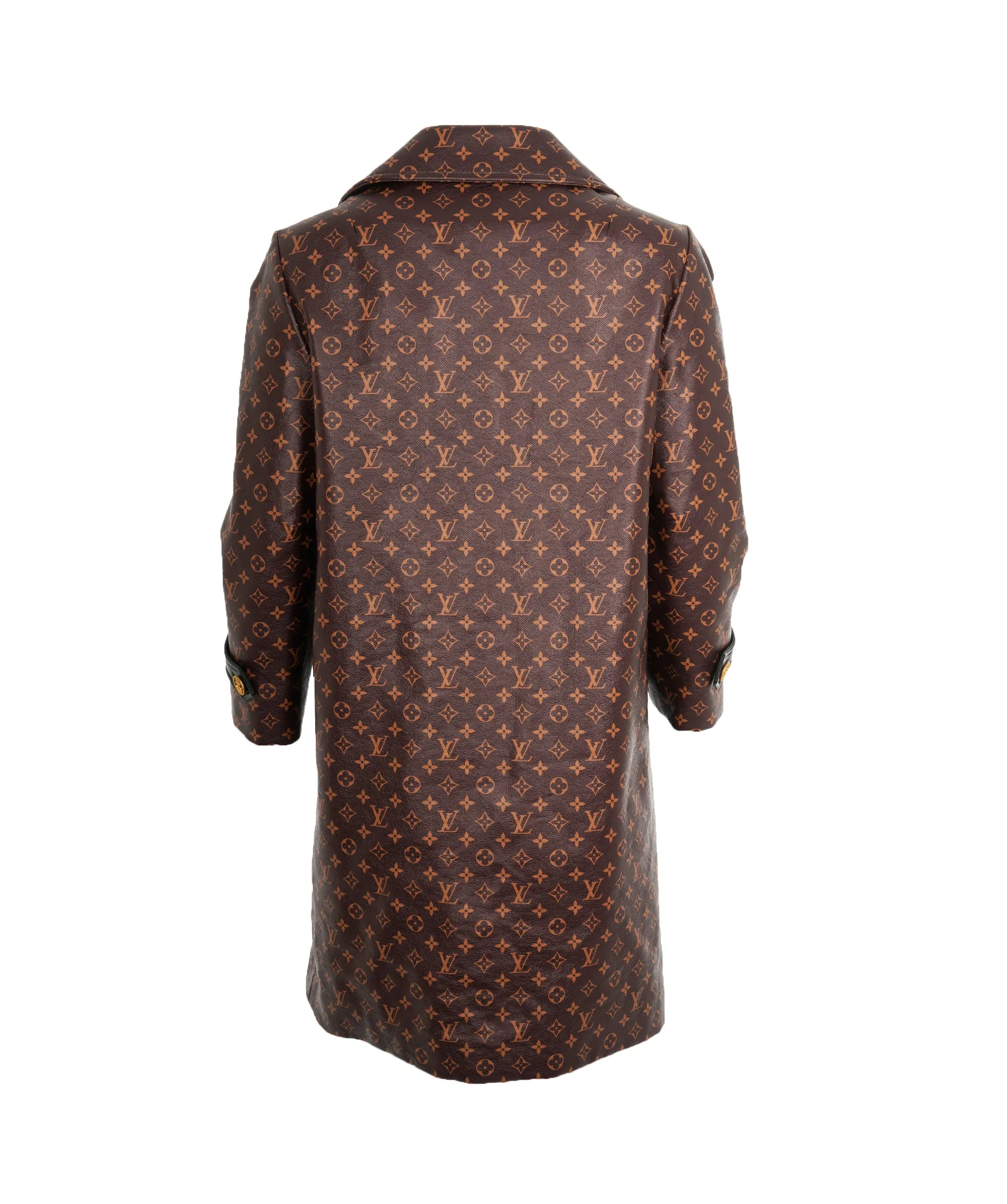 Louis Vuitton Brown & Orange Monogram Leather Trench Coat ABL0065