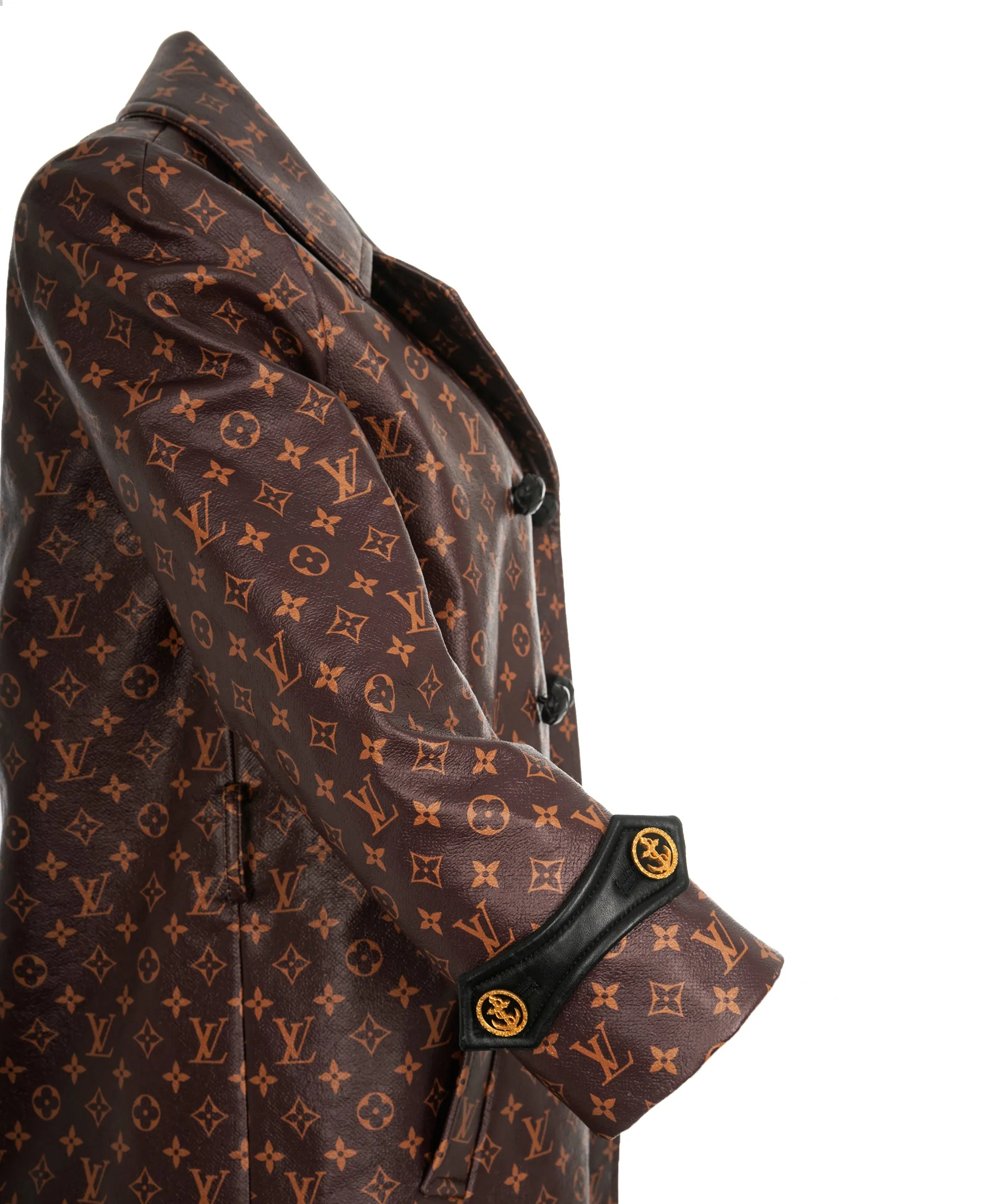 Louis Vuitton Brown & Orange Monogram Leather Trench Coat ABL0065