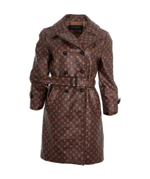 Louis Vuitton Brown & Orange Monogram Leather Trench Coat ABL0065