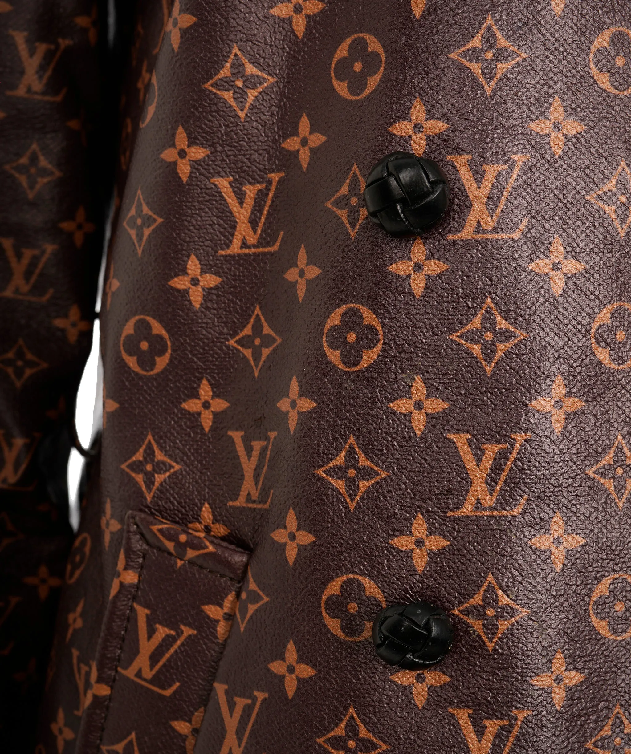Louis Vuitton Brown & Orange Monogram Leather Trench Coat ABL0065
