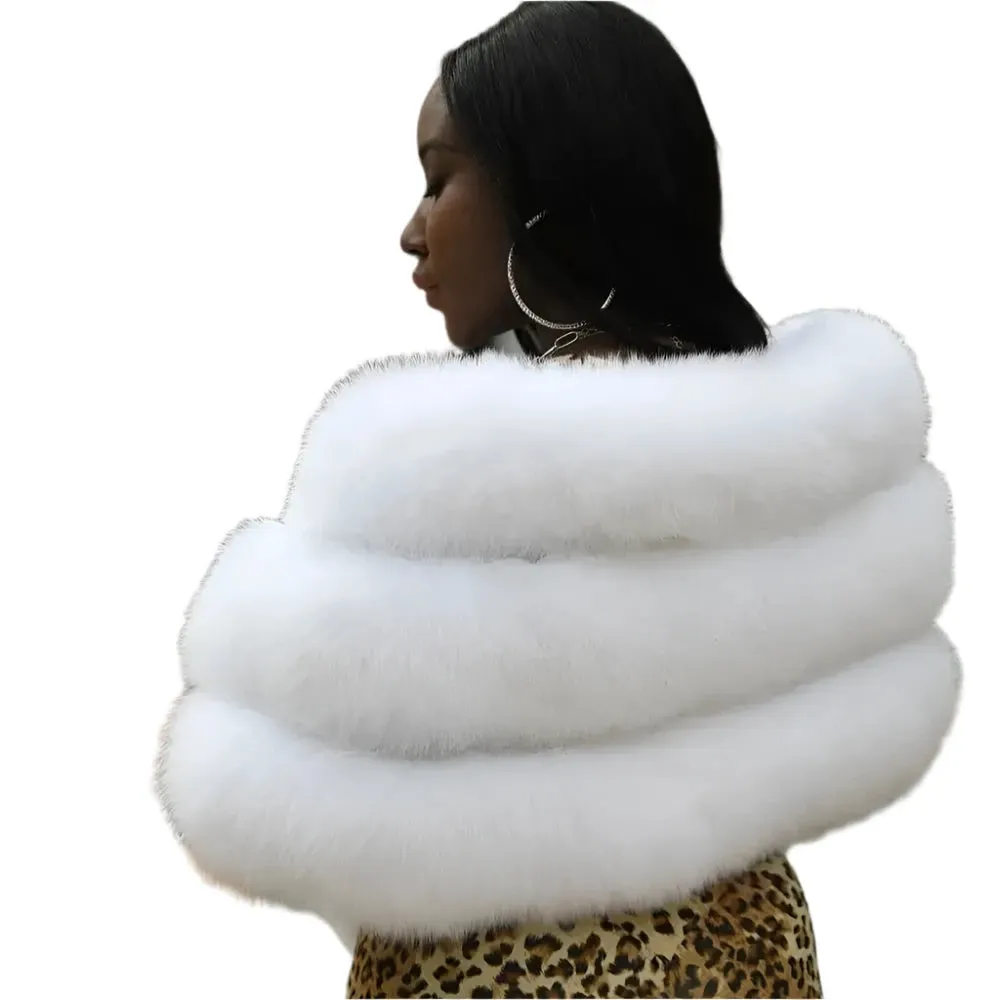 Luxury Real Fox Fur Shawl Poncho for Women – Elegant Winter Cape Coat for Weddings, Formal Parties & Bridal Events 2024