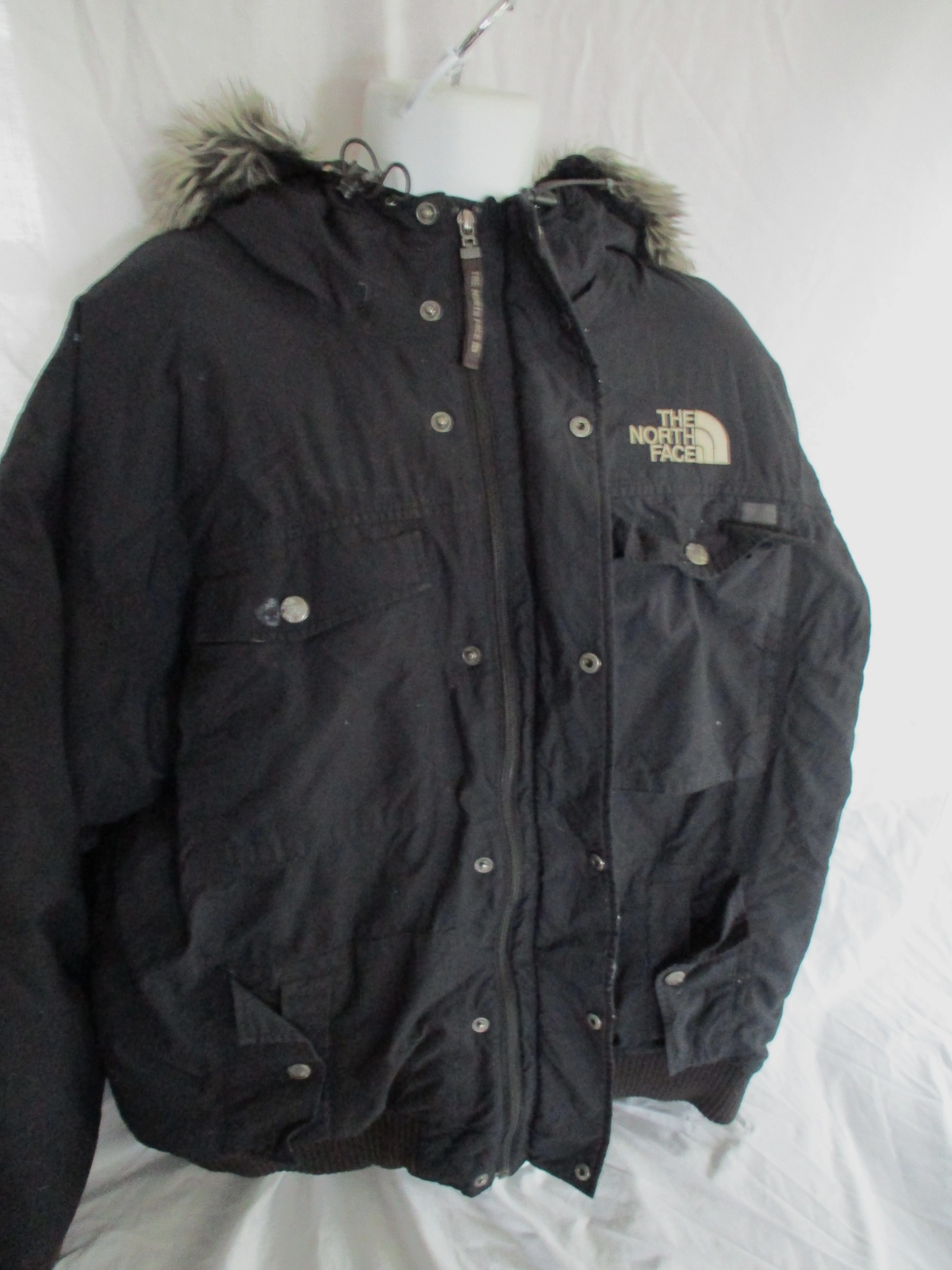 MENS THE NORTH FACE HYVENT Jacket Coat Winter Hood Fur Down Puffer Ski BLACK XXL