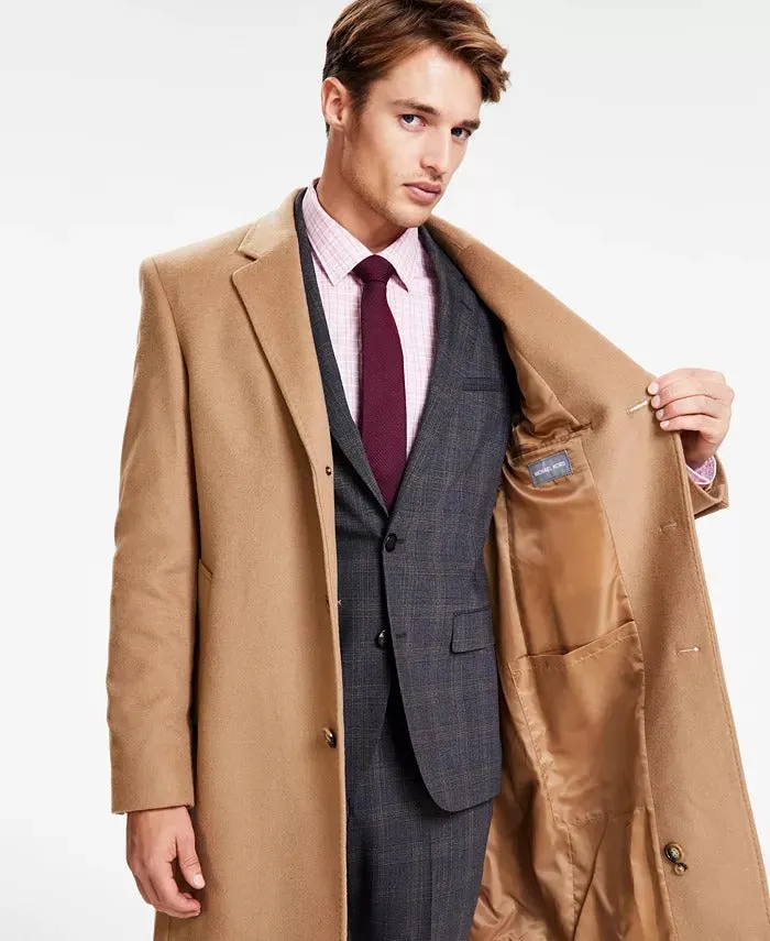 Michael Kors Men's Classic Fit Luxury Wool Cashmere Blend Overcoat 42S Camel Brown