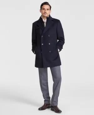 Michael Kors Mens Classic fit Overcoat Coat 42 R Blue Solid