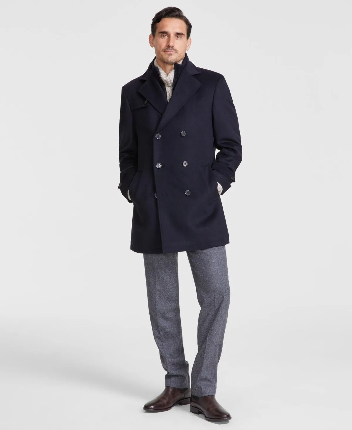 Michael Kors Mens Classic fit Overcoat Coat 42 R Blue Solid