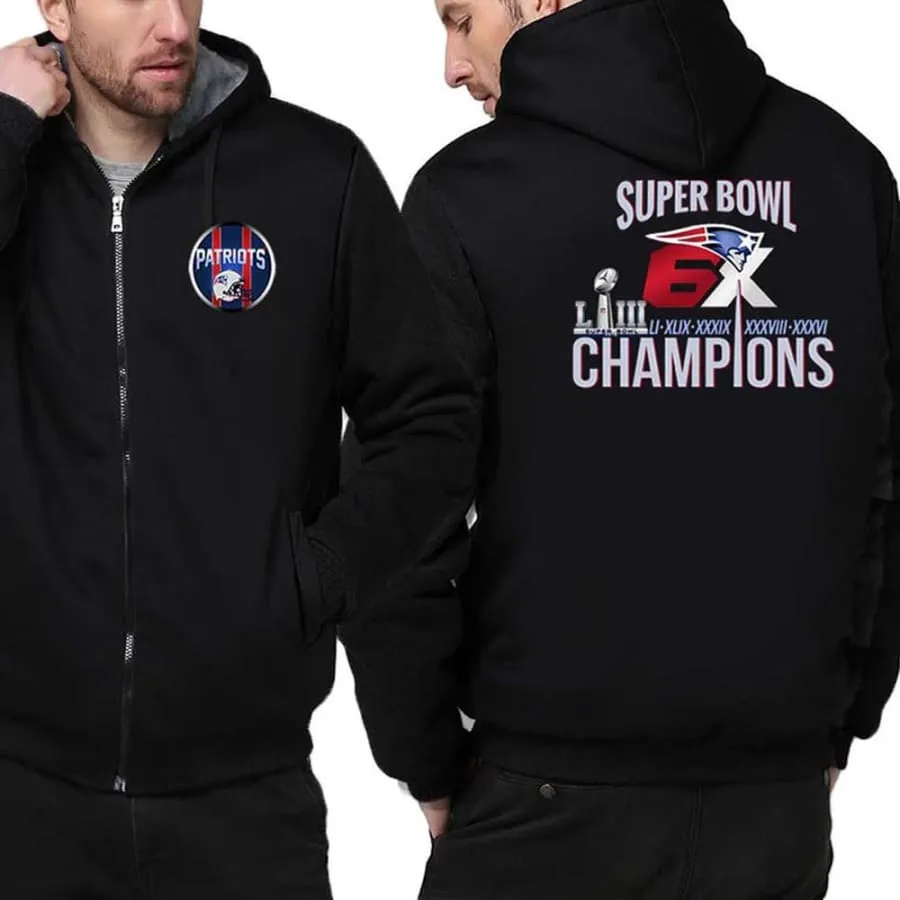 New england patriots Fan Jacket| Nfl patriots 6X Super Bowl Fan champions Jacket Fleece Pullover