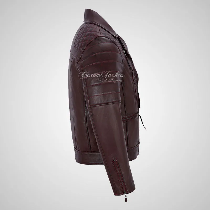 NOLEN Mens Leather Biker Jacket Soft Lambskin Napa Fitted Jacket