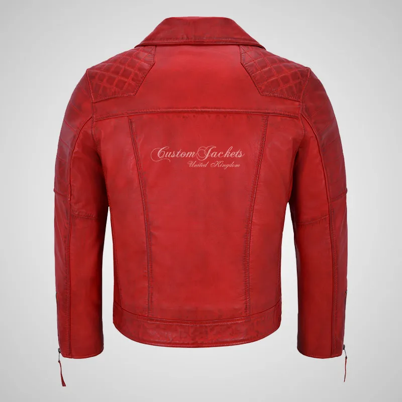 NOLEN Mens Leather Biker Jacket Soft Lambskin Napa Fitted Jacket