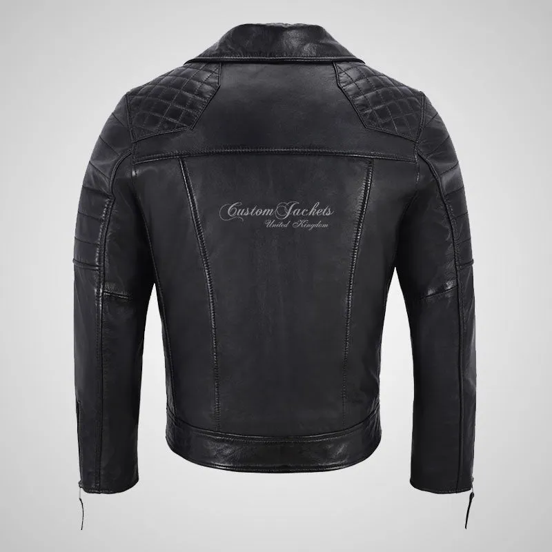NOLEN Mens Leather Biker Jacket Soft Lambskin Napa Fitted Jacket