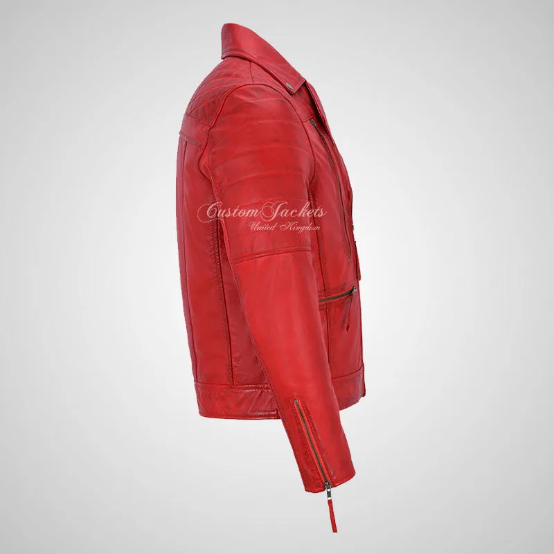 NOLEN Mens Leather Biker Jacket Soft Lambskin Napa Fitted Jacket