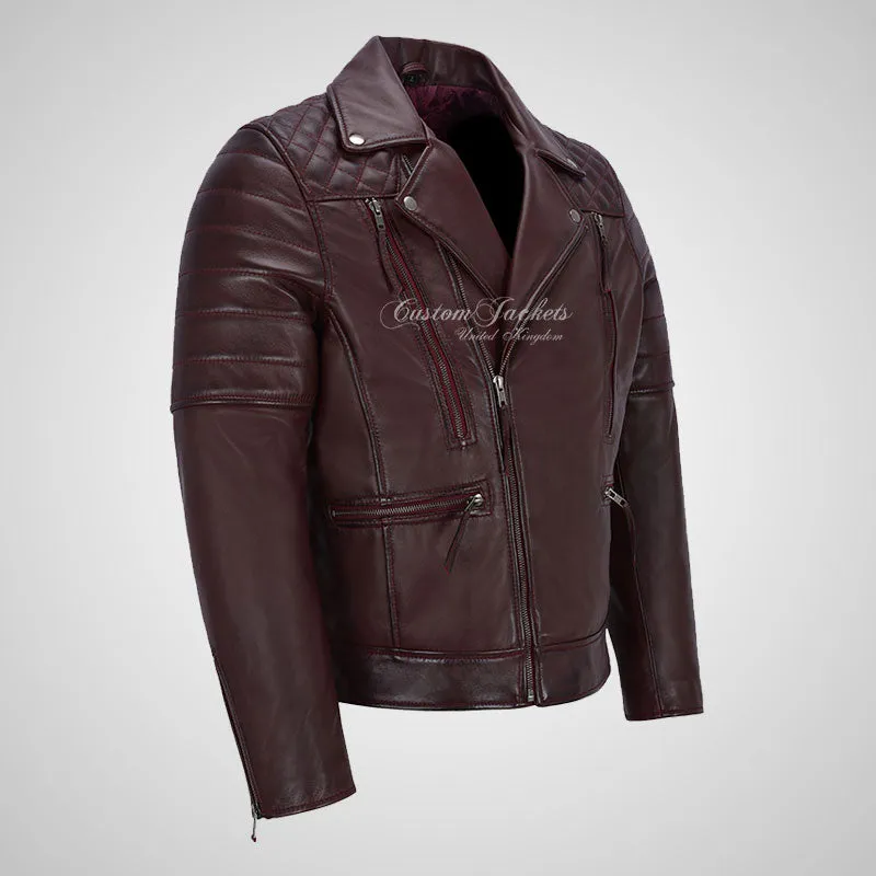 NOLEN Mens Leather Biker Jacket Soft Lambskin Napa Fitted Jacket