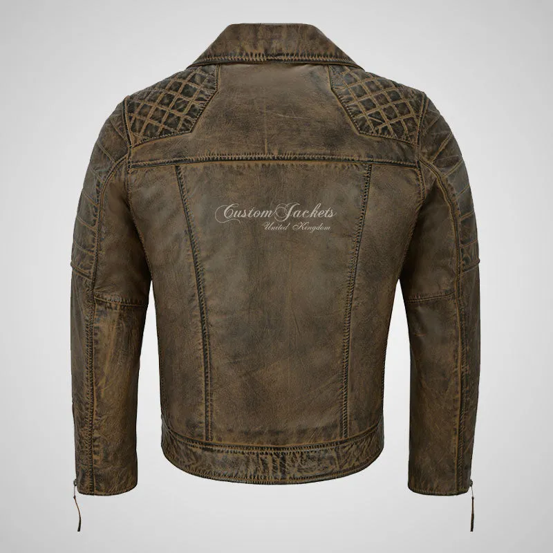 NOLEN Mens Leather Biker Jacket Soft Lambskin Napa Fitted Jacket