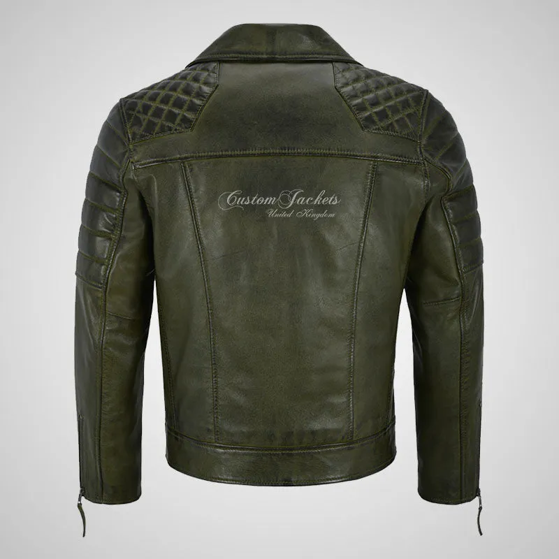 NOLEN Mens Leather Biker Jacket Soft Lambskin Napa Fitted Jacket