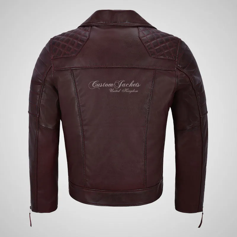 NOLEN Mens Leather Biker Jacket Soft Lambskin Napa Fitted Jacket