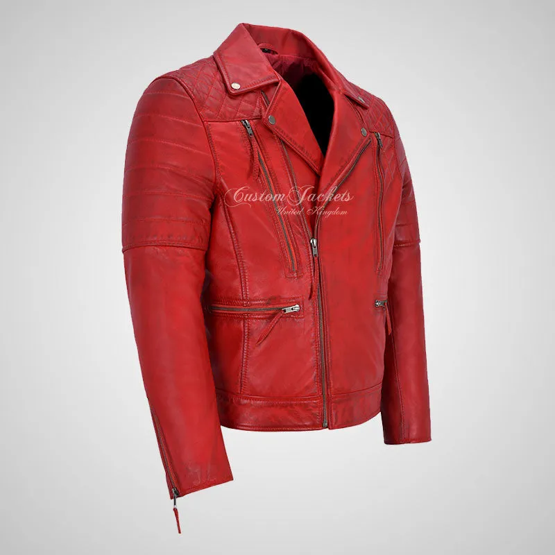 NOLEN Mens Leather Biker Jacket Soft Lambskin Napa Fitted Jacket