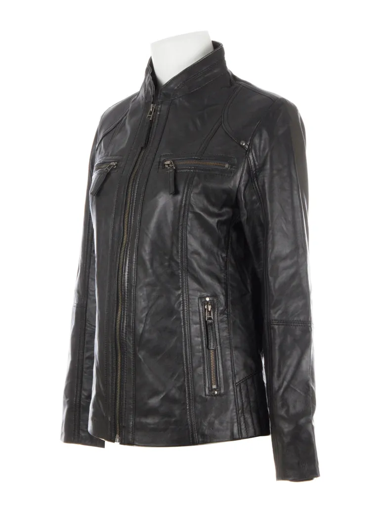 OBFQ Women's Biker Jacket - Black
