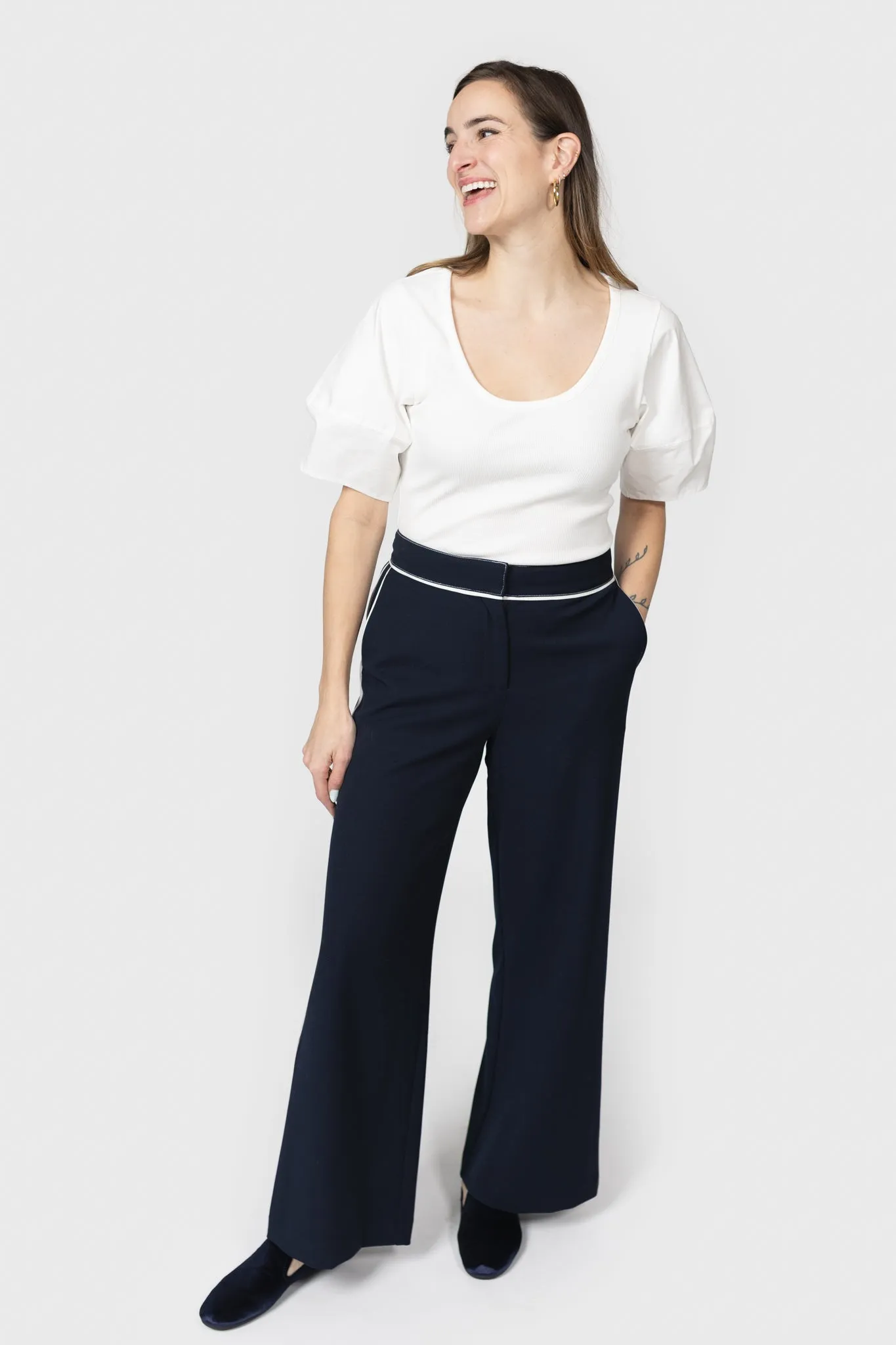 Peacoat Navy Wide Leg Lincoln Pant