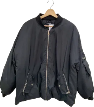 PrettyLittleThing Black Bomber Jacket UK M