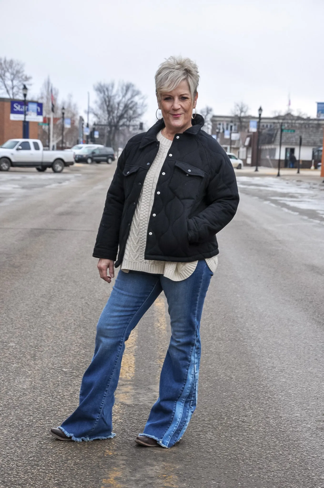 Quilted Oversized Button Front Jacket