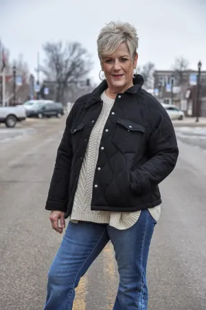 Quilted Oversized Button Front Jacket