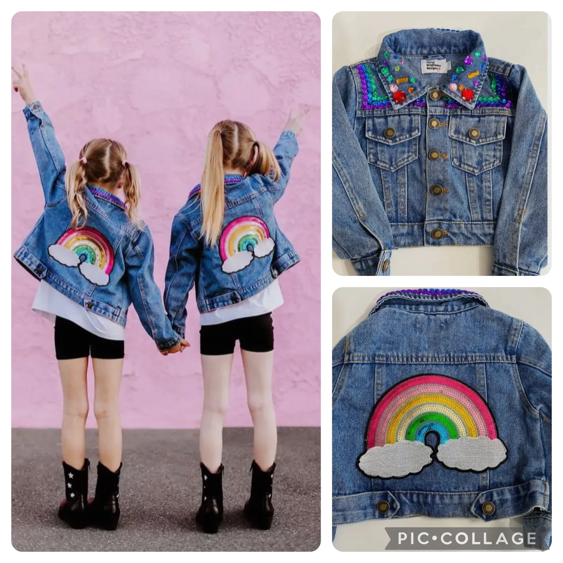 Rainbow Denim w/ Rhinestones