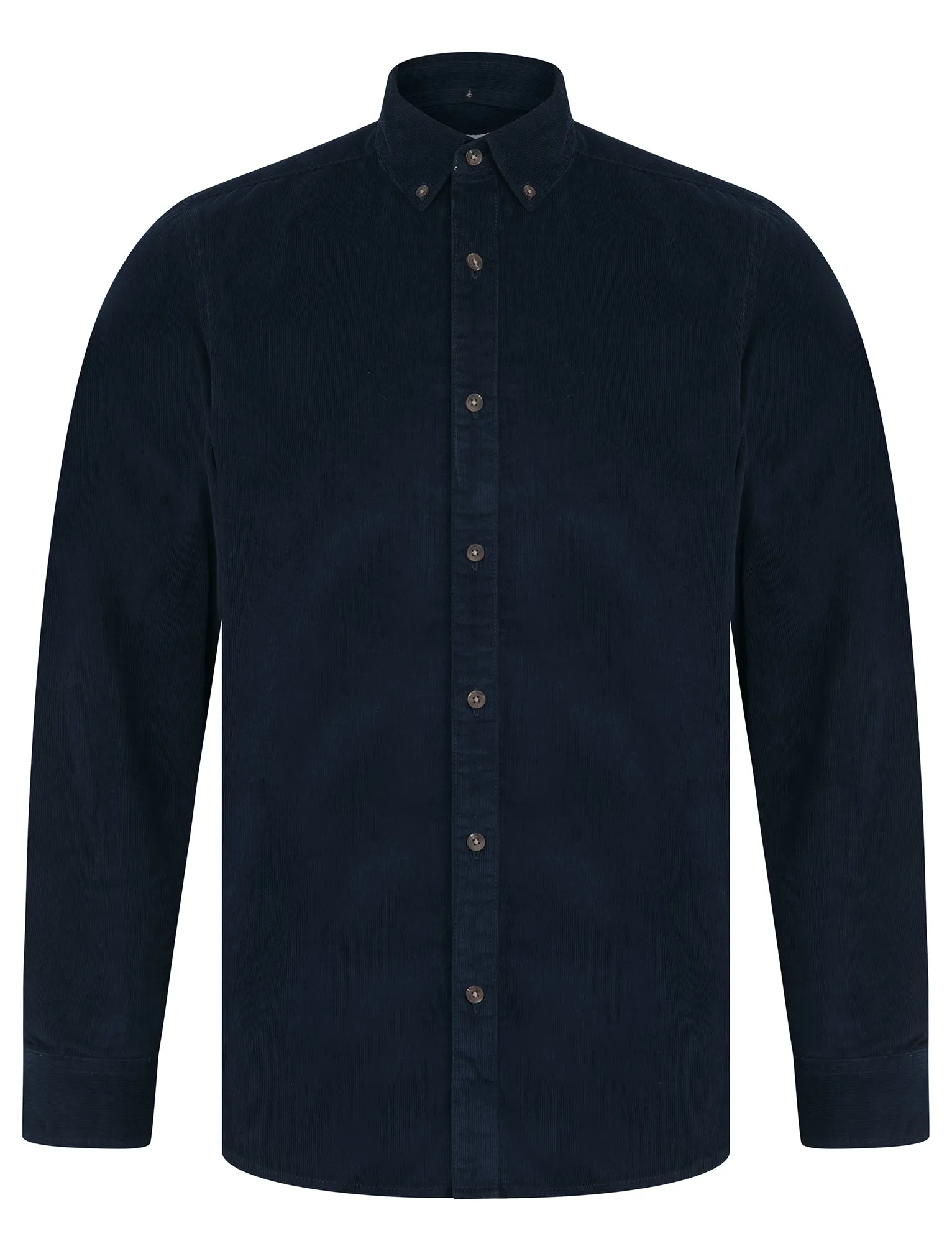 Salton Needlecord Corduroy Cotton Long Sleeve Button Down Collar Shirt In Peacoat Navy - Tokyo Laundry