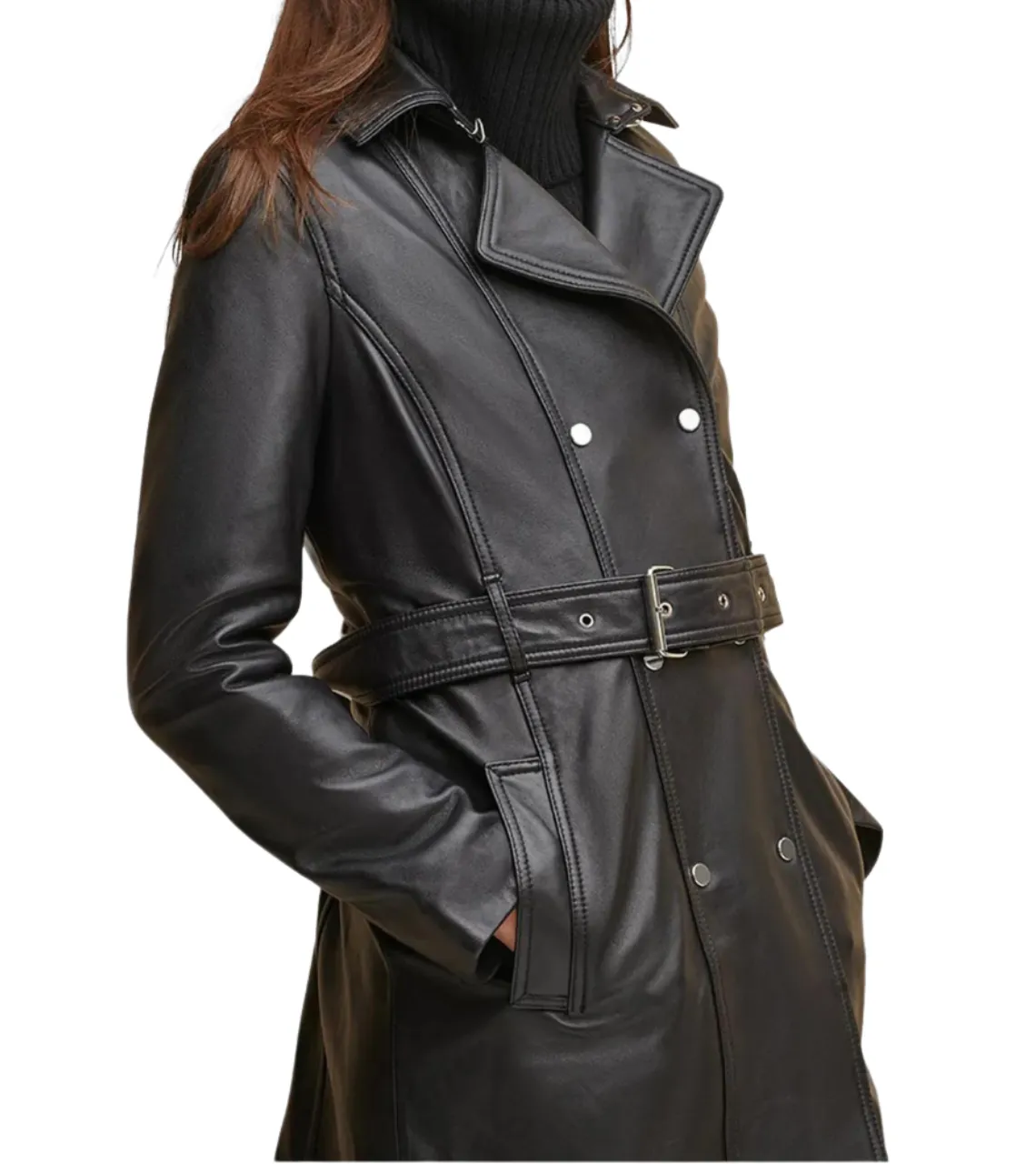 Slick Women's Leather Trench Coat