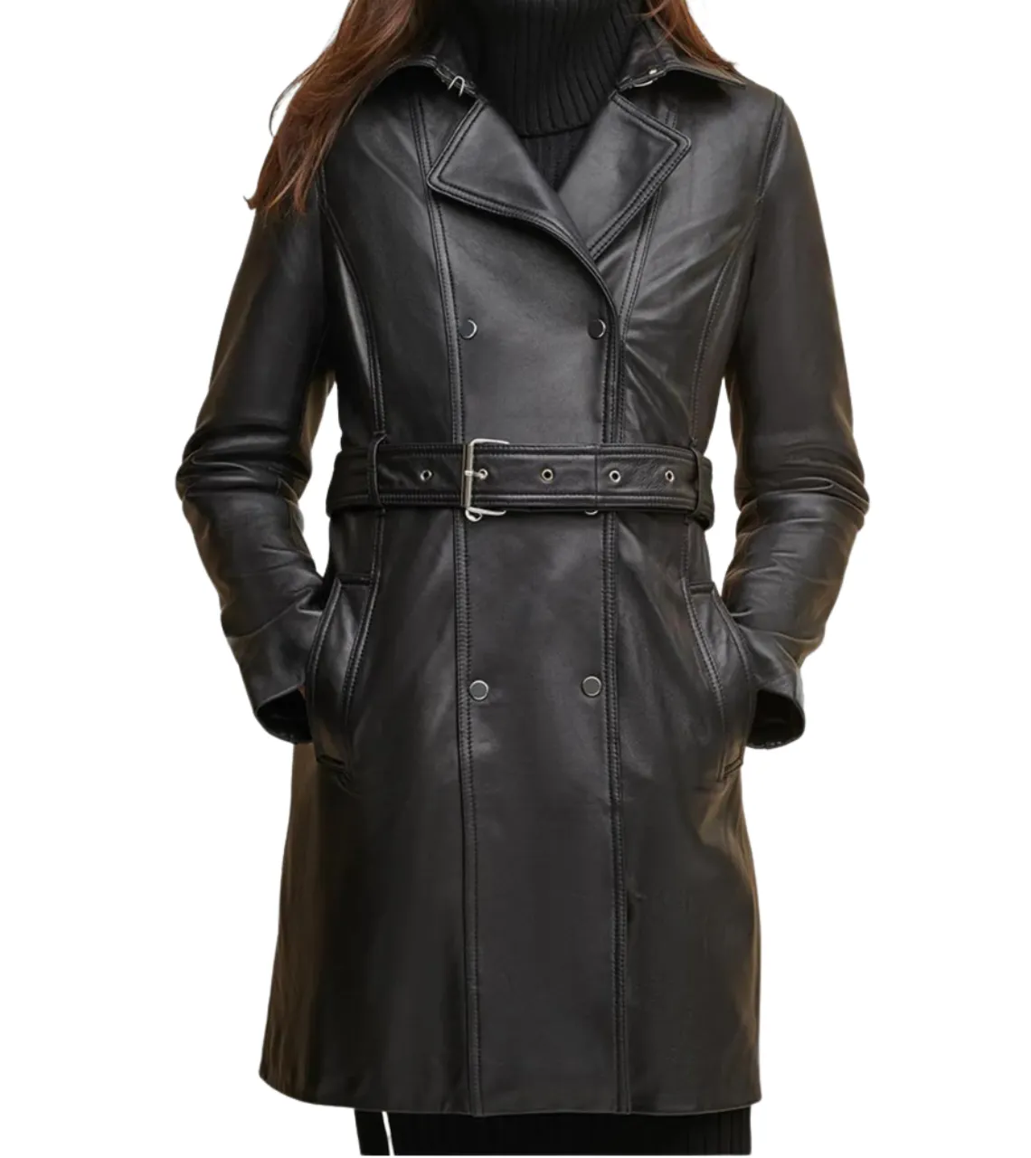 Slick Women's Leather Trench Coat