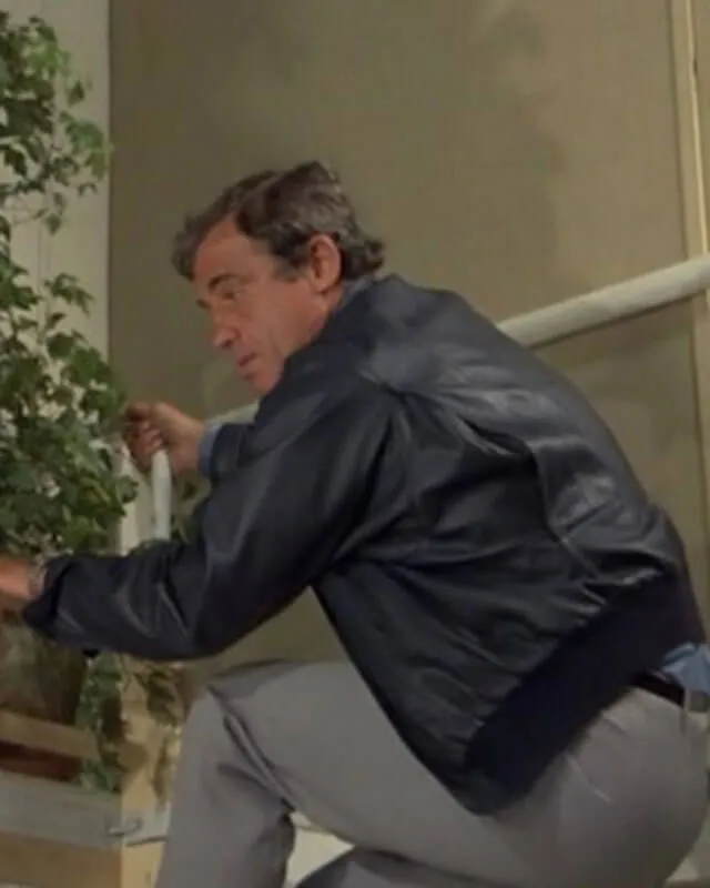 The Professional Jean-Paul Belmondo Blue Leather Jacket