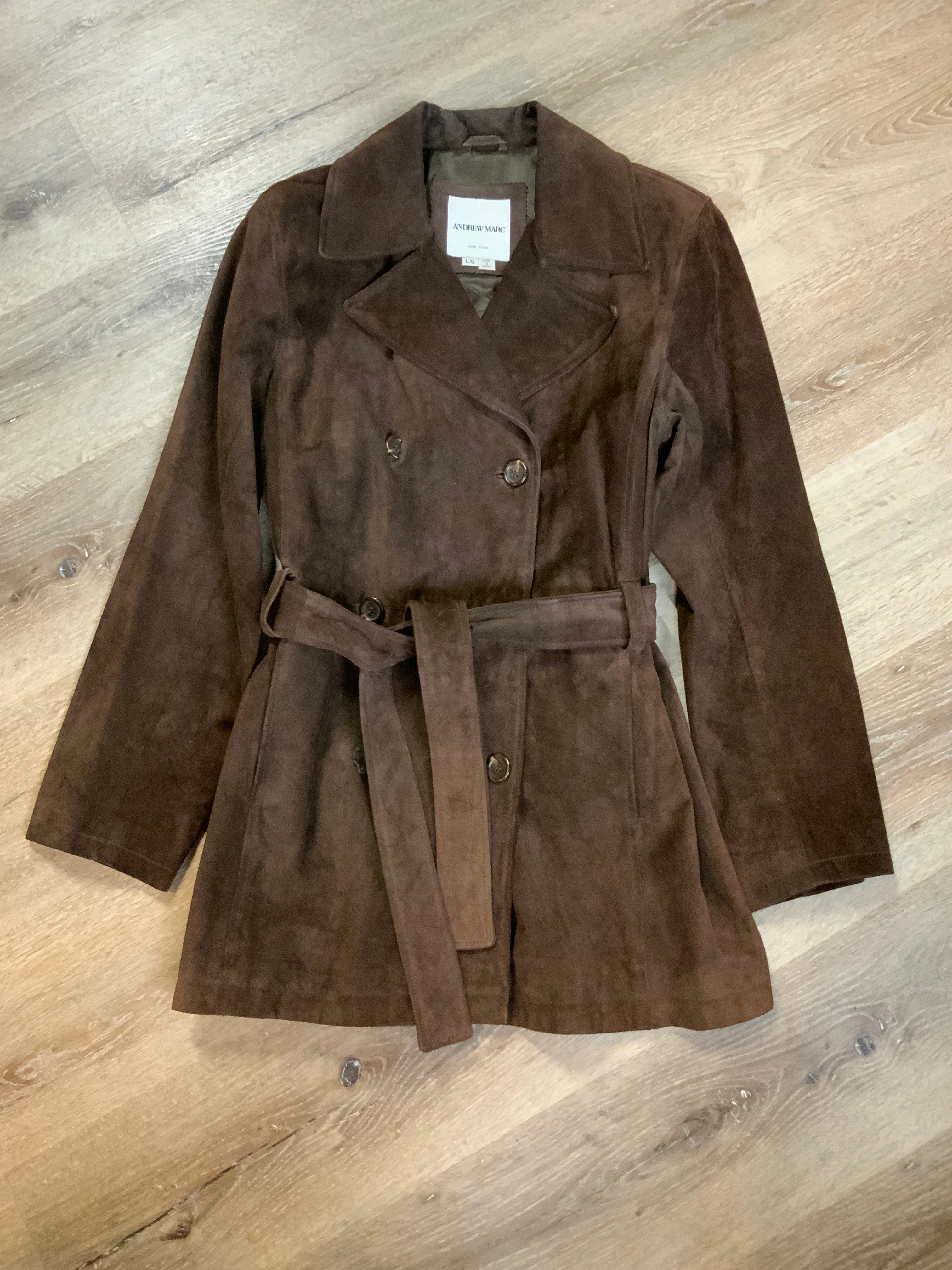 Vintage Andrew Marc Suede Double Breasted Trench Coat, SOLD