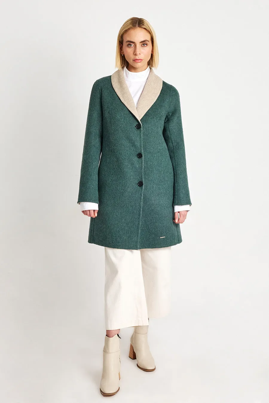 Willianne Coat Baby Alpaca Color Bosque & Sabbia