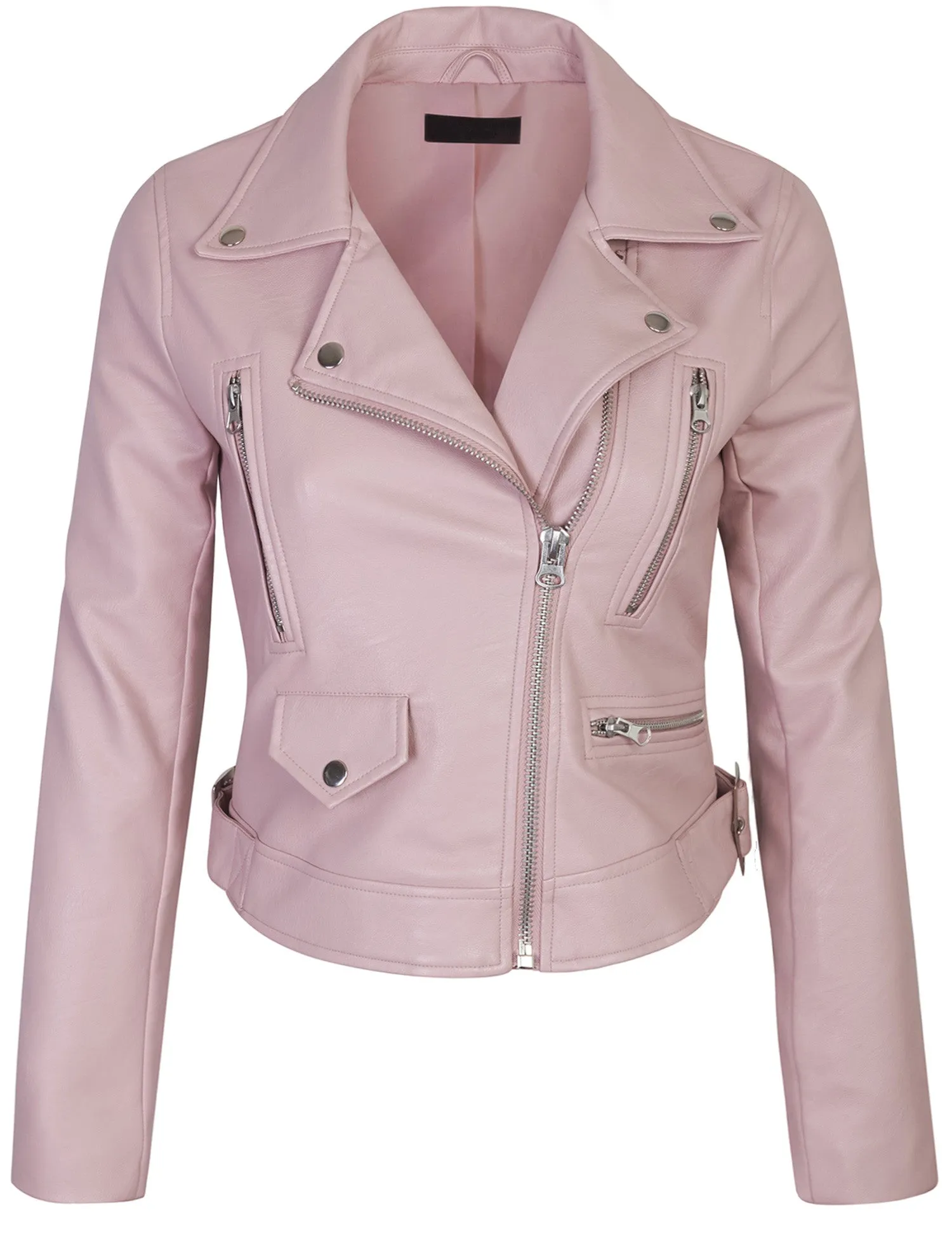 Women's Double Breasted Faux Leather Zip Up  Jacket