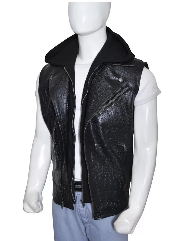 WWE AJ STYLES HOODED LEATHER VEST
