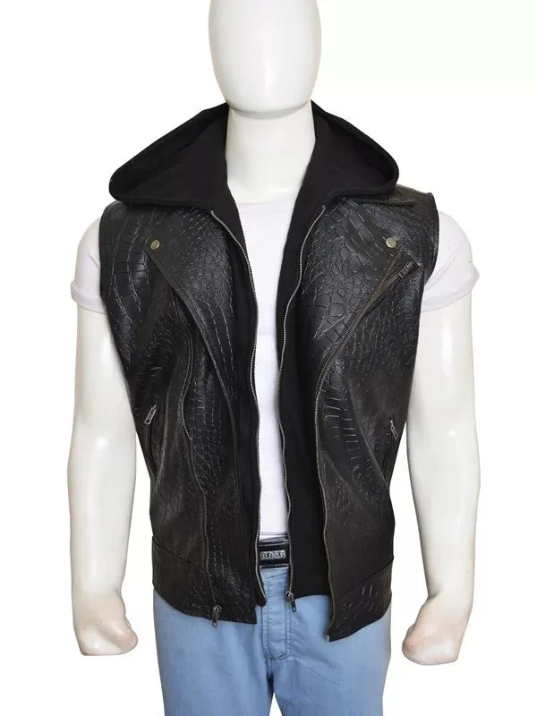 WWE AJ STYLES HOODED LEATHER VEST