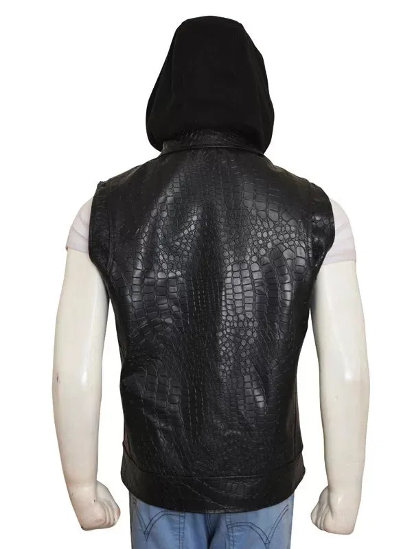 WWE AJ STYLES HOODED LEATHER VEST